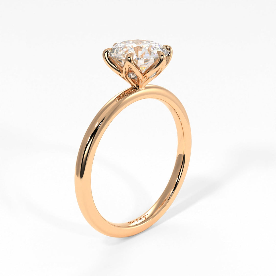 AGIDesignShop Alyssa Round Moissanite Tulip Engagement Ring