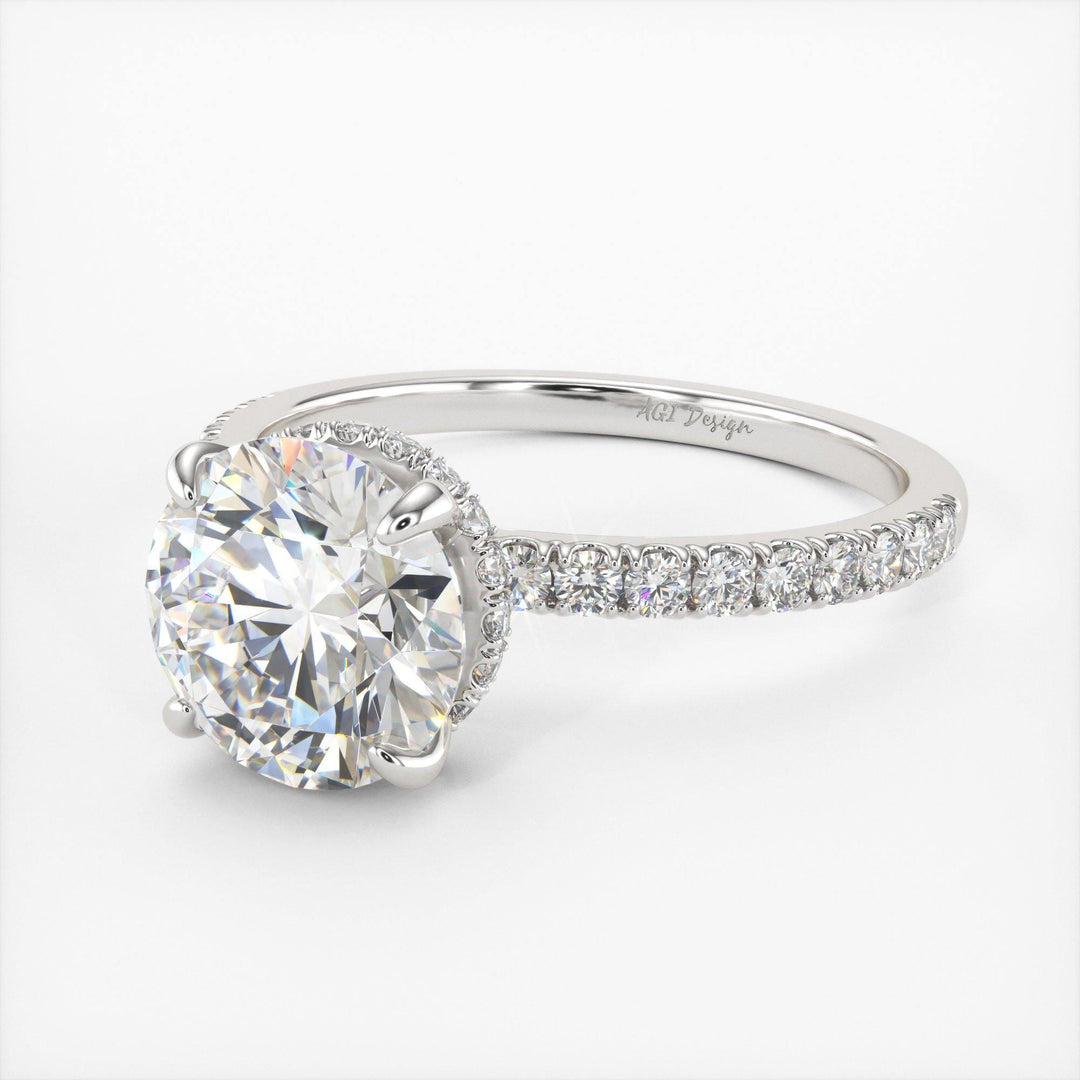 AGIDesignShop Angel Round  Moissanite Engagement Ring
