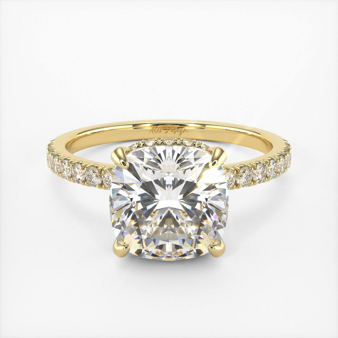 AGIDesignShop Angelina Cushion Cut Moissanite Engagement Ring