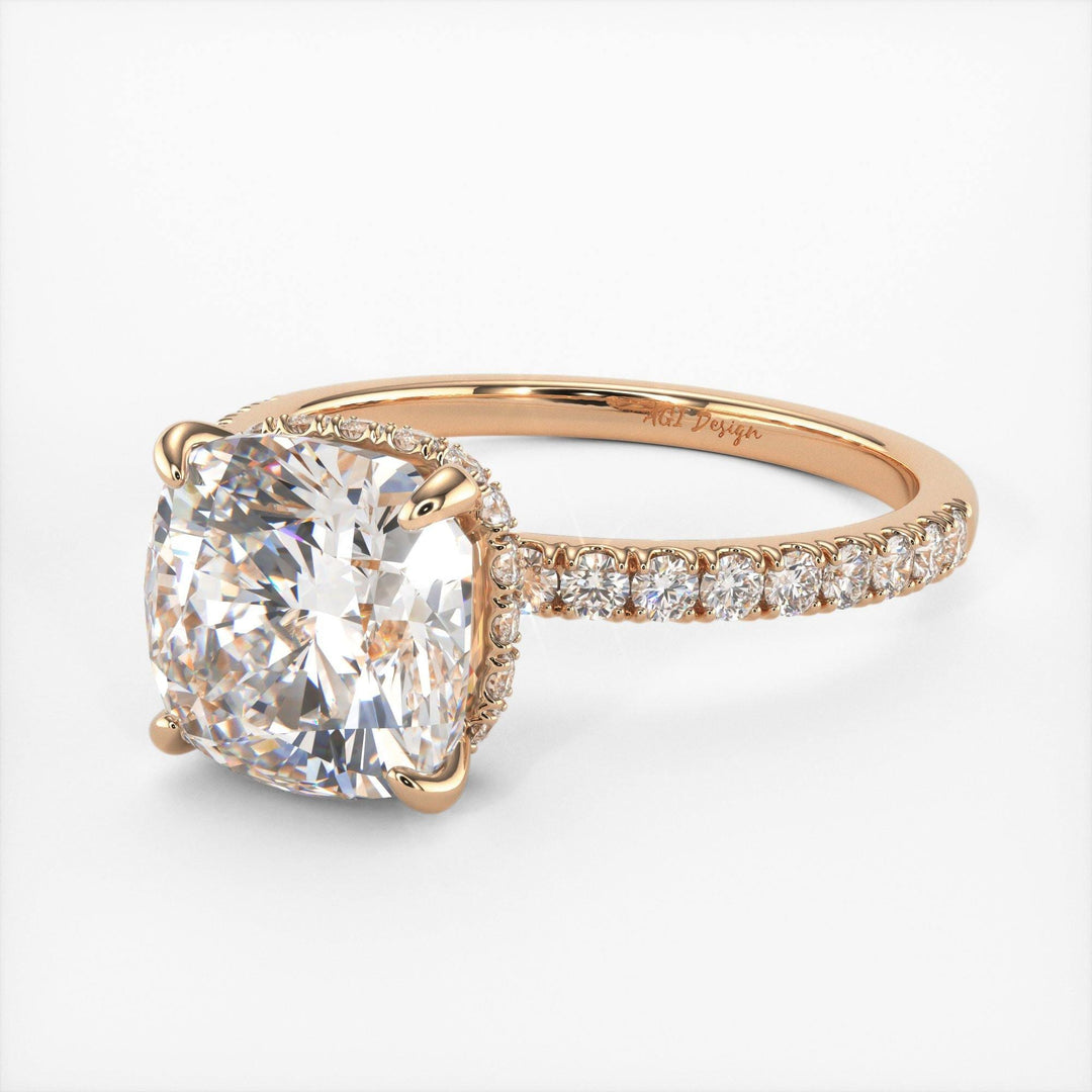 AGIDesignShop Angelina Cushion Cut Moissanite Engagement Ring