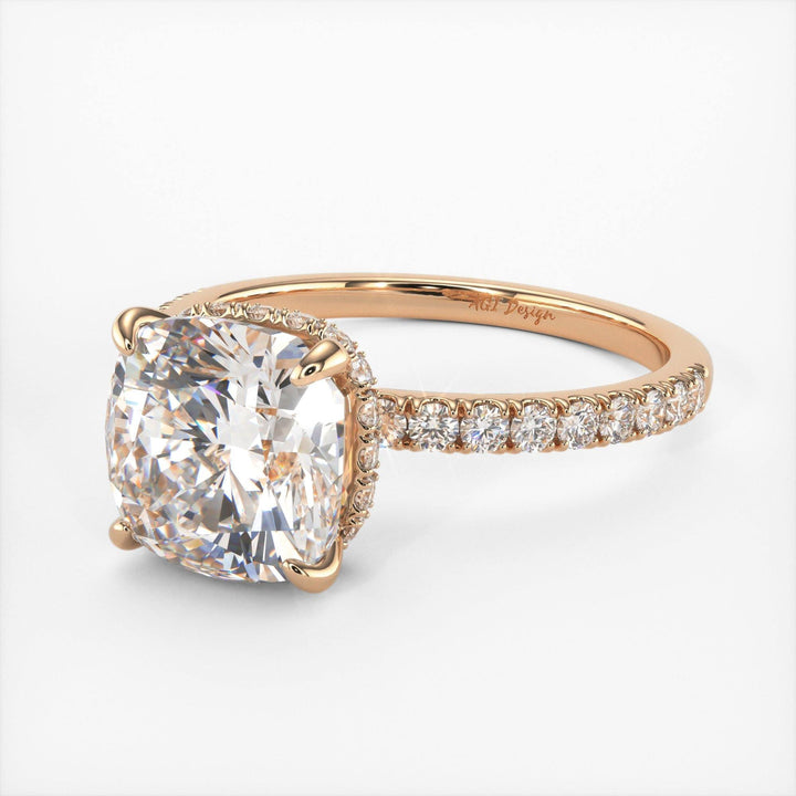 AGIDesignShop Angelina Cushion Cut Moissanite Engagement Ring