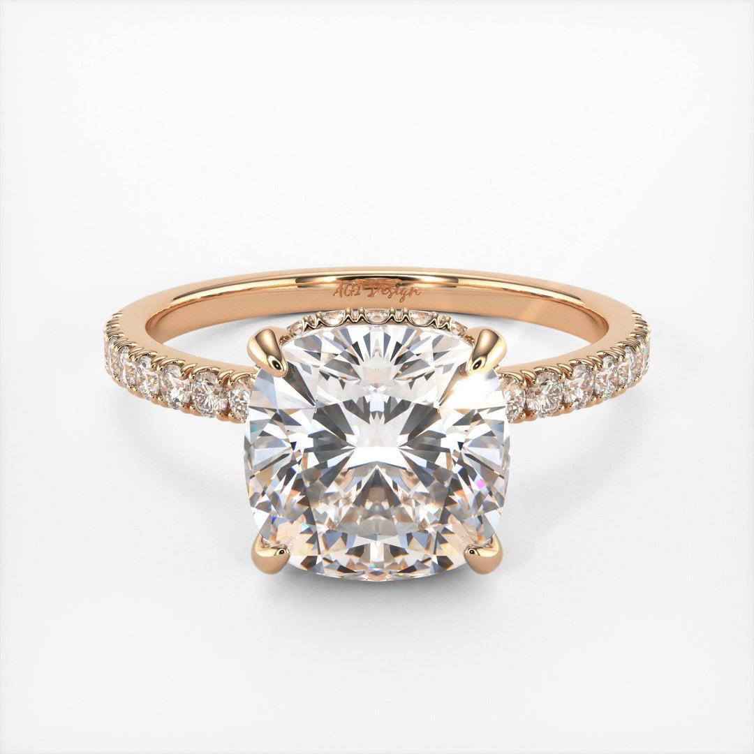 AGIDesignShop Angelina Cushion Cut Moissanite Engagement Ring
