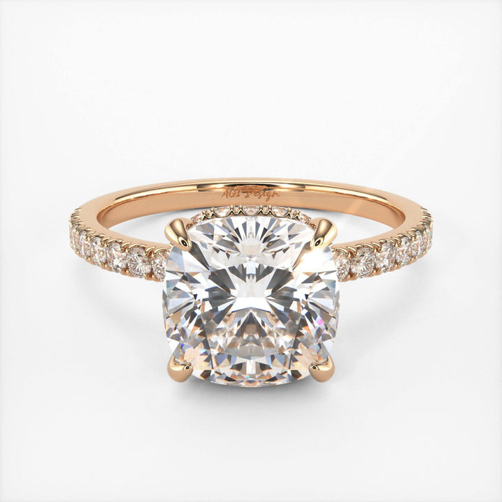 AGIDesignShop Angelina Cushion Cut Moissanite Engagement Ring