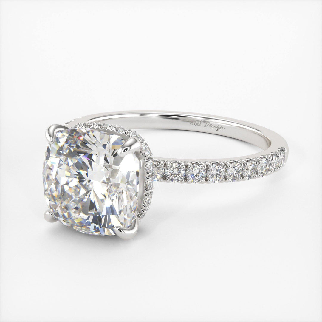 AGIDesignShop Angelina Cushion Cut Moissanite Engagement Ring