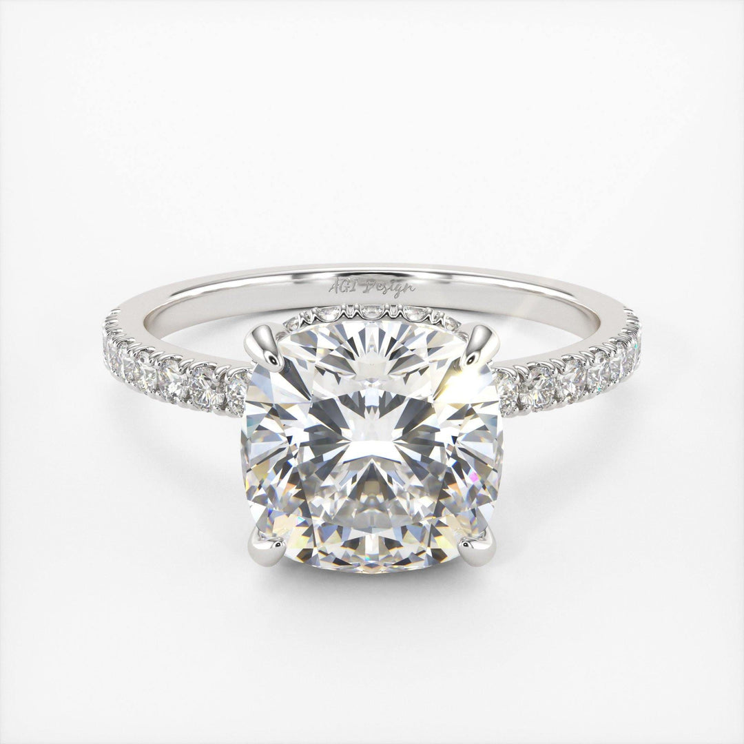 AGIDesignShop Angelina Cushion Cut Moissanite Engagement Ring