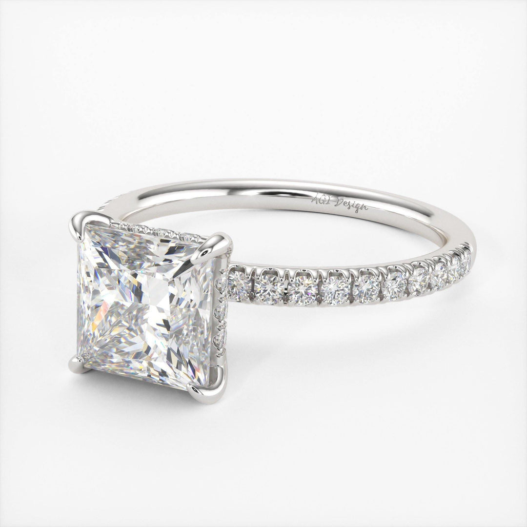 AGIDesignShop Anne Princess Cut Moissanite Engagement Ring
