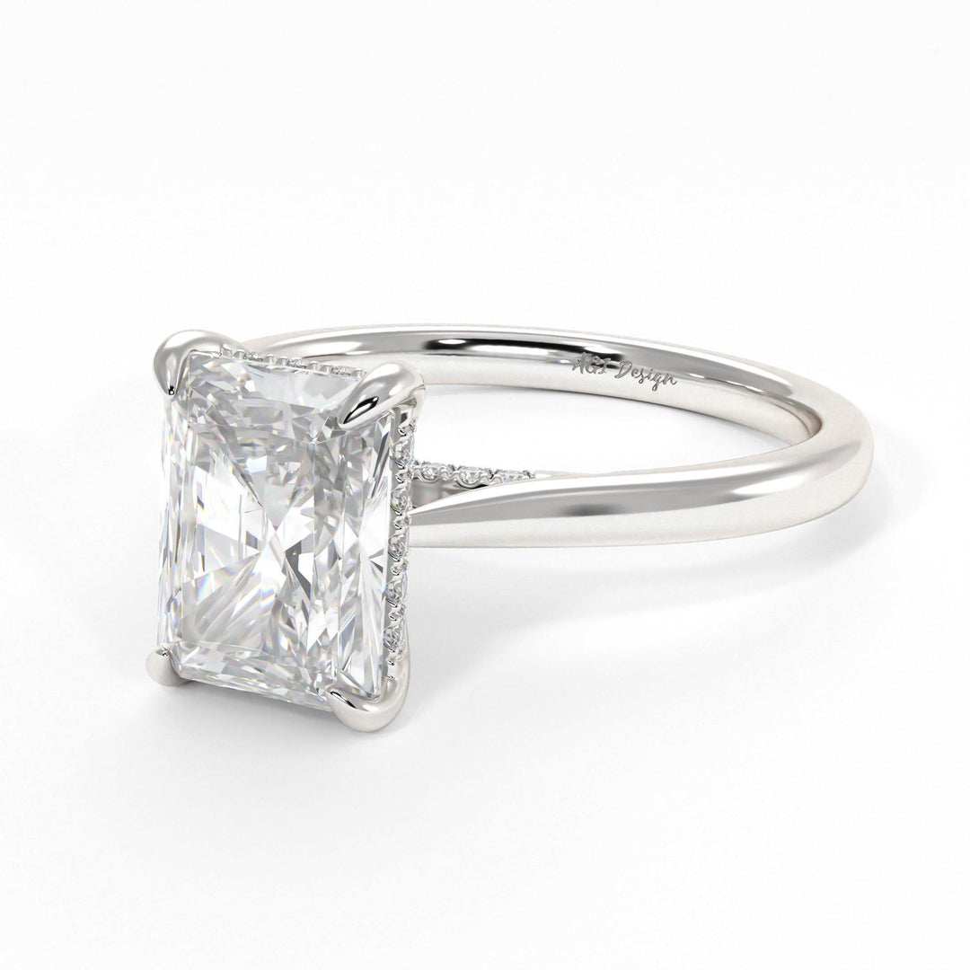 AGIDesignShop Bella Radiant/Emerald Moissanite Engagement Ring