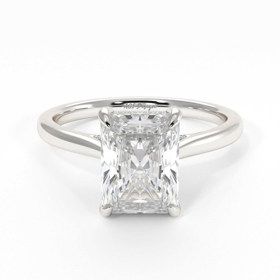 AGIDesignShop Bella Radiant/Emerald Moissanite Engagement Ring