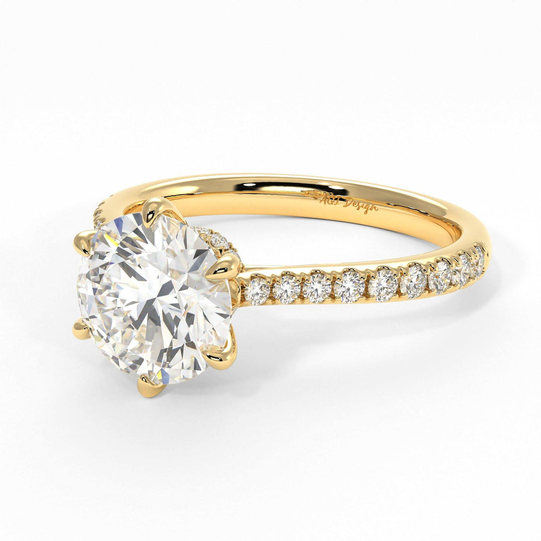 AGIDesignShop Carol Round Moissanite Collar Engagement Ring