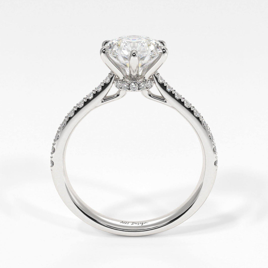 AGIDesignShop Carol Round Moissanite Collar Engagement Ring