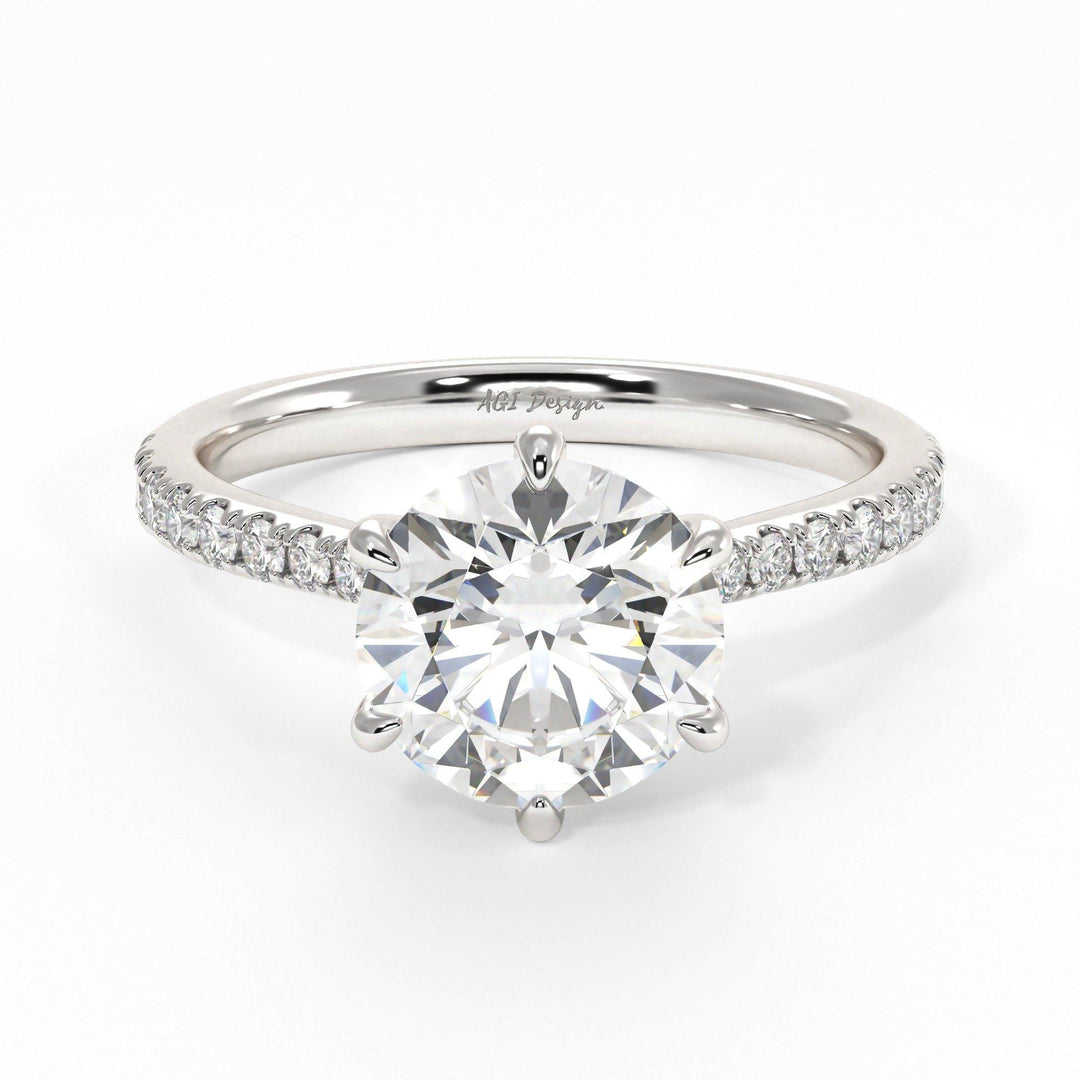 AGIDesignShop Carol Round Moissanite Collar Engagement Ring