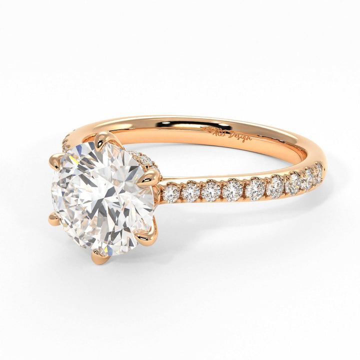 AGIDesignShop Carol Round Moissanite Collar Engagement Ring