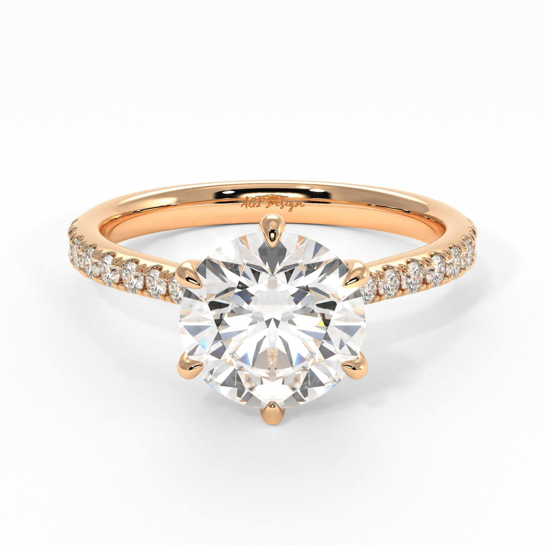 AGIDesignShop Carol Round Moissanite Collar Engagement Ring