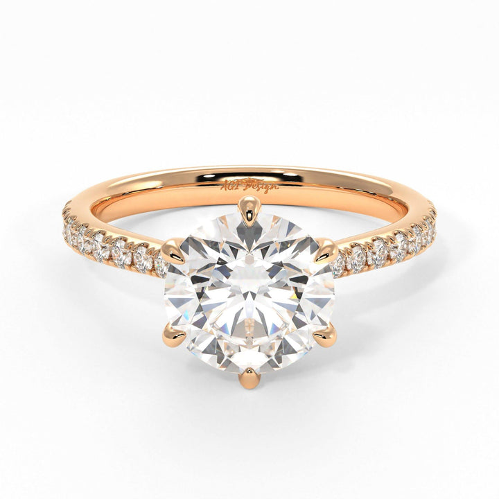 AGIDesignShop Carol Round Moissanite Collar Engagement Ring