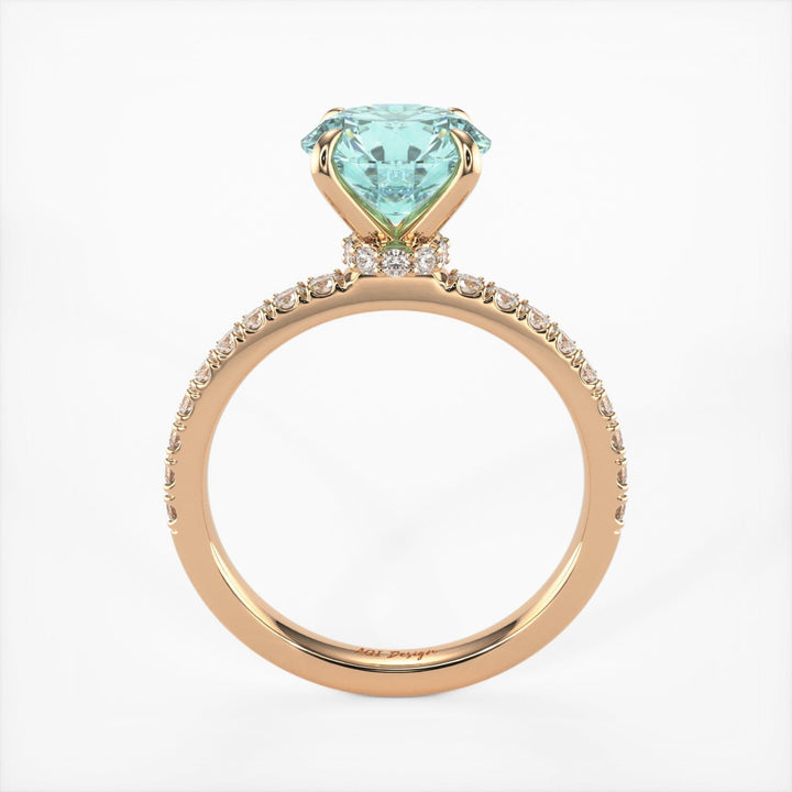 AGI Design Catarina Round Aqua-Teal Moissanite Engagement Ring