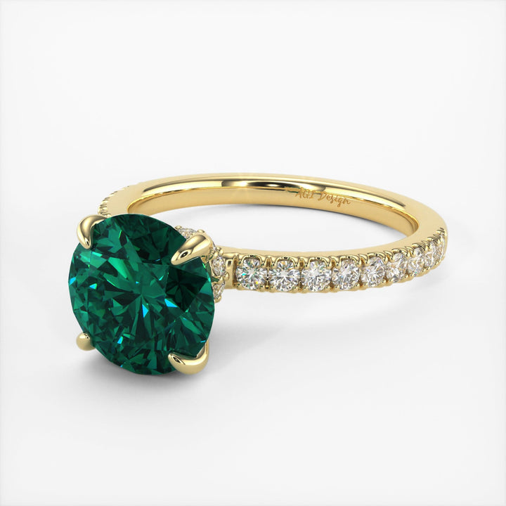 AGI Design Catarina Round Green Moissanite Engagement Ring