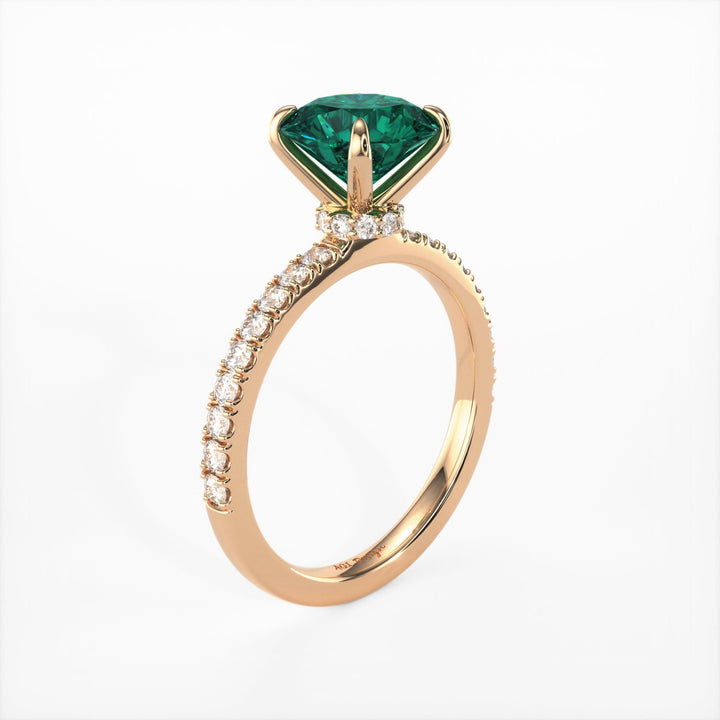 AGI Design Catarina Round Green Moissanite Engagement Ring