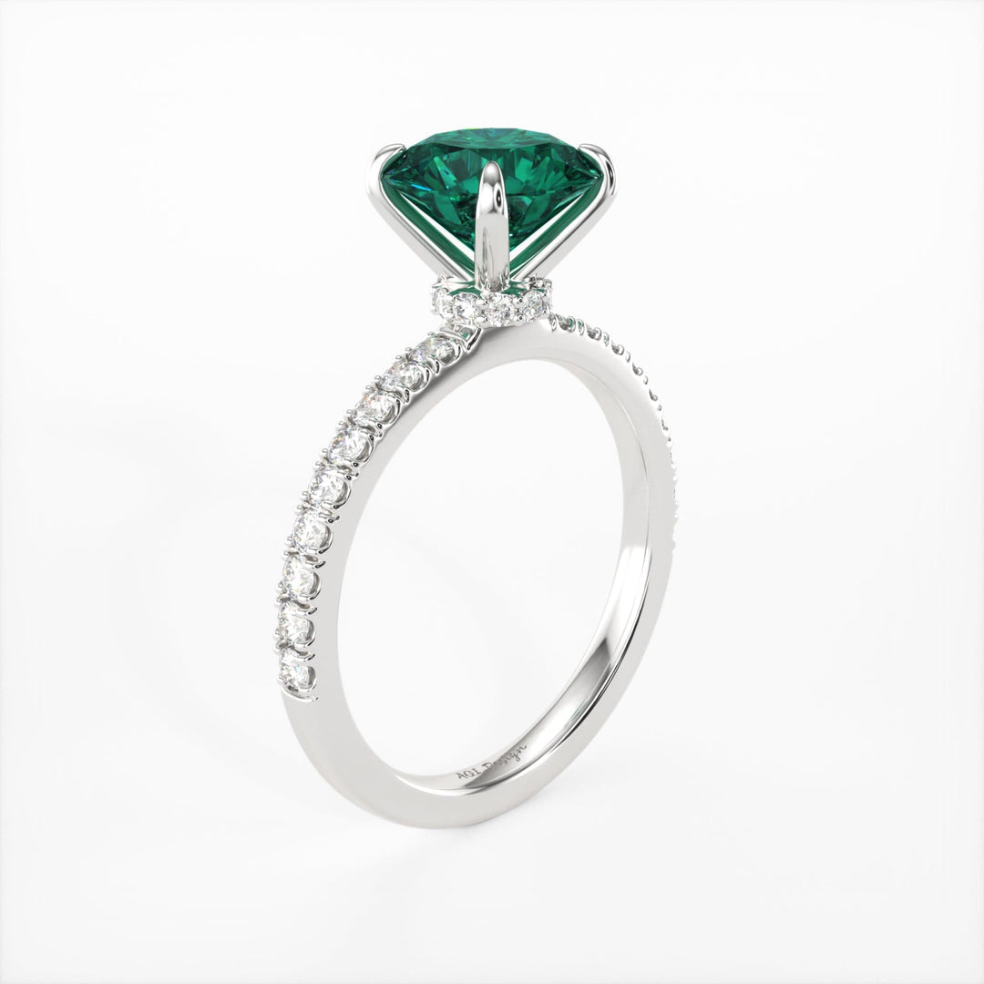 AGI Design Catarina Round Green Moissanite Engagement Ring