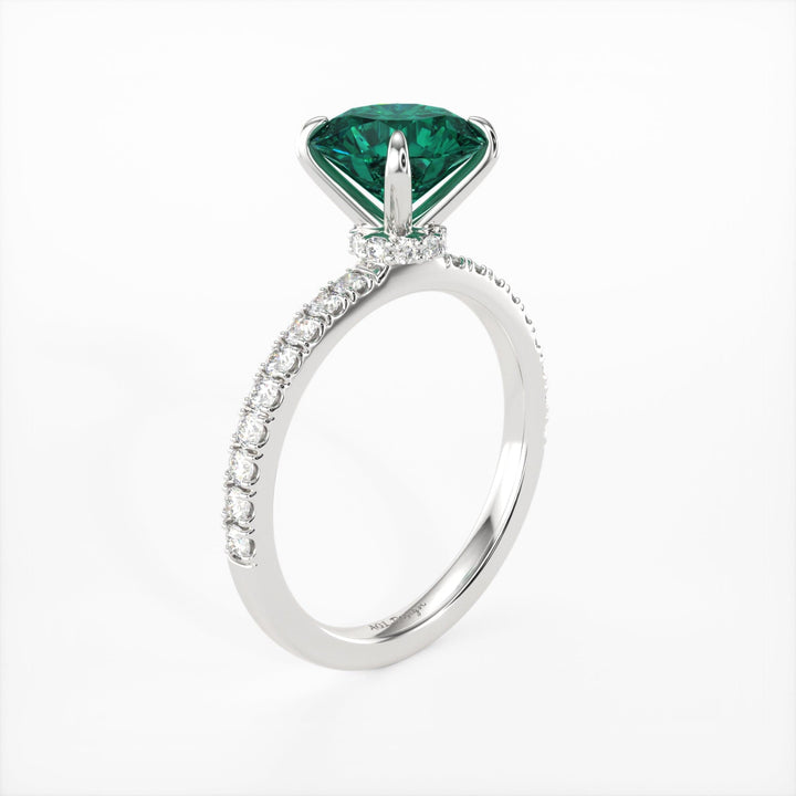 AGI Design Catarina Round Green Moissanite Engagement Ring
