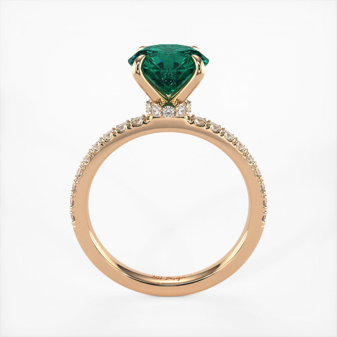 AGI Design Catarina Round Green Moissanite Engagement Ring