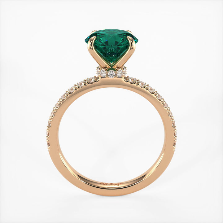 AGI Design Catarina Round Green Moissanite Engagement Ring