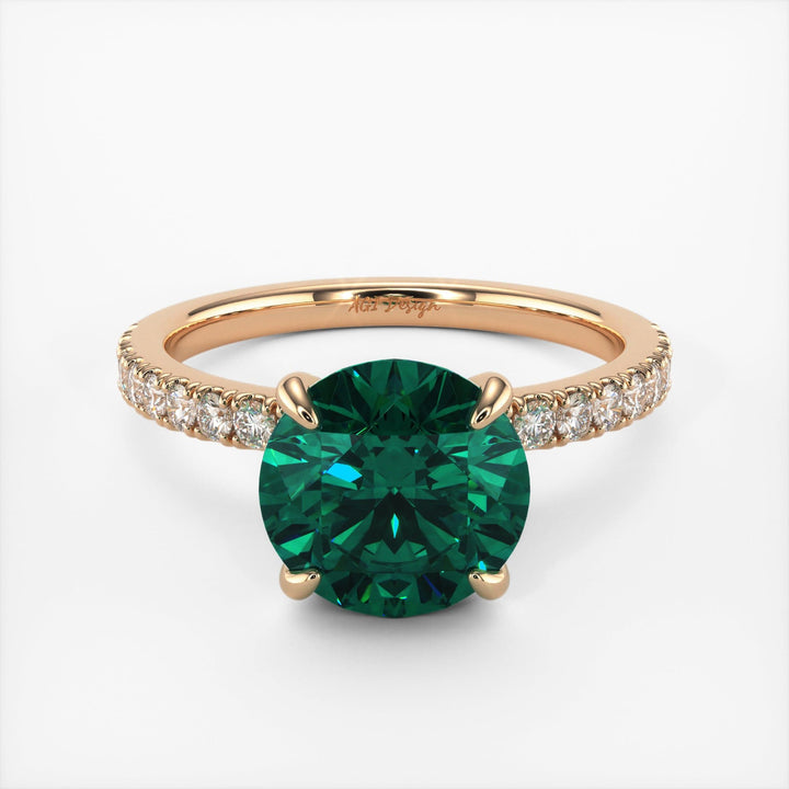 AGI Design Catarina Round Green Moissanite Engagement Ring