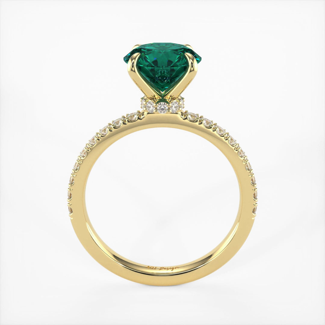 AGI Design Catarina Round Green Moissanite Engagement Ring