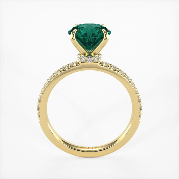 AGI Design Catarina Round Green Moissanite Engagement Ring