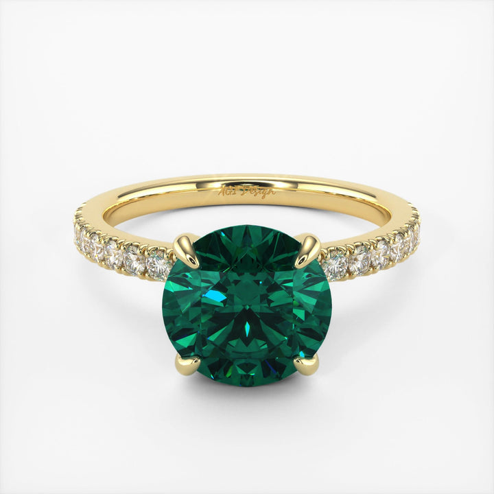 AGI Design Catarina Round Green Moissanite Engagement Ring