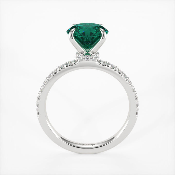 AGI Design Catarina Round Green Moissanite Engagement Ring