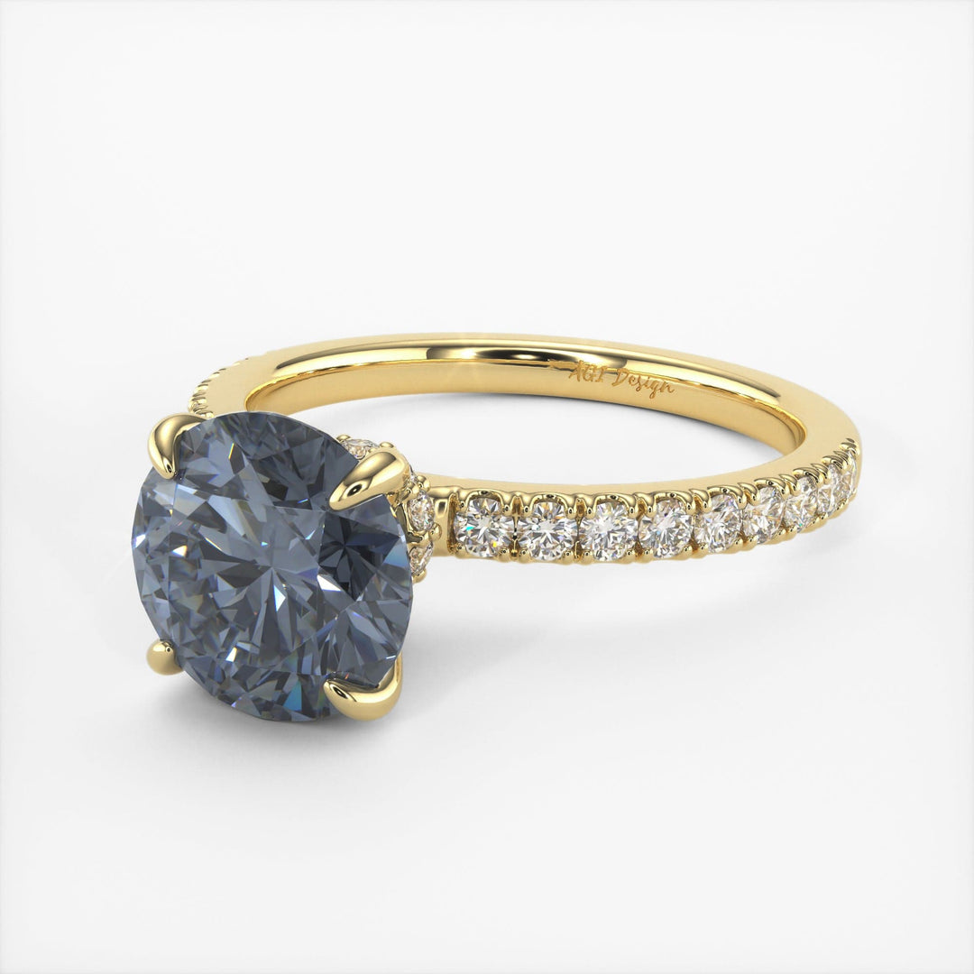 AGI Design Catarina Round Grey Moissanite Engagement Ring