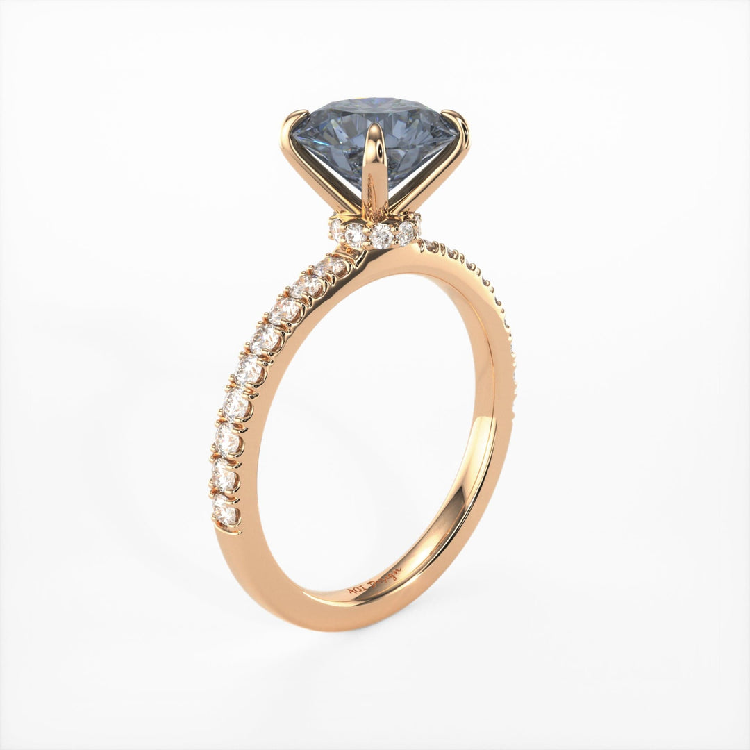 AGI Design Catarina Round Grey Moissanite Engagement Ring