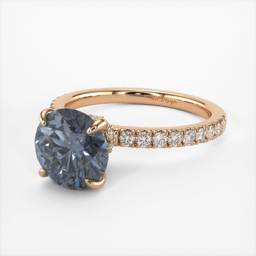 AGI Design Catarina Round Grey Moissanite Engagement Ring