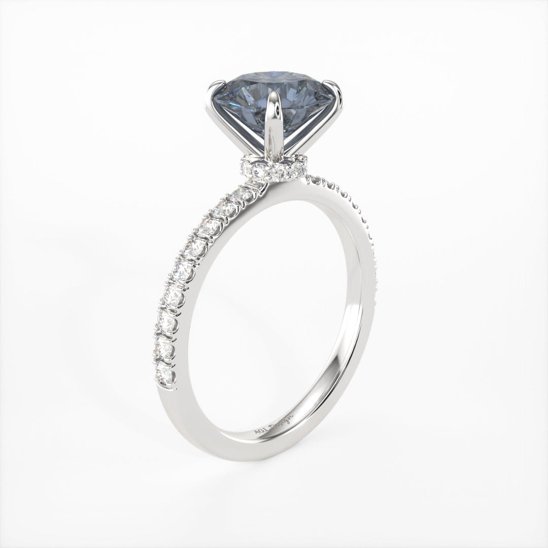 AGI Design Catarina Round Grey Moissanite Engagement Ring