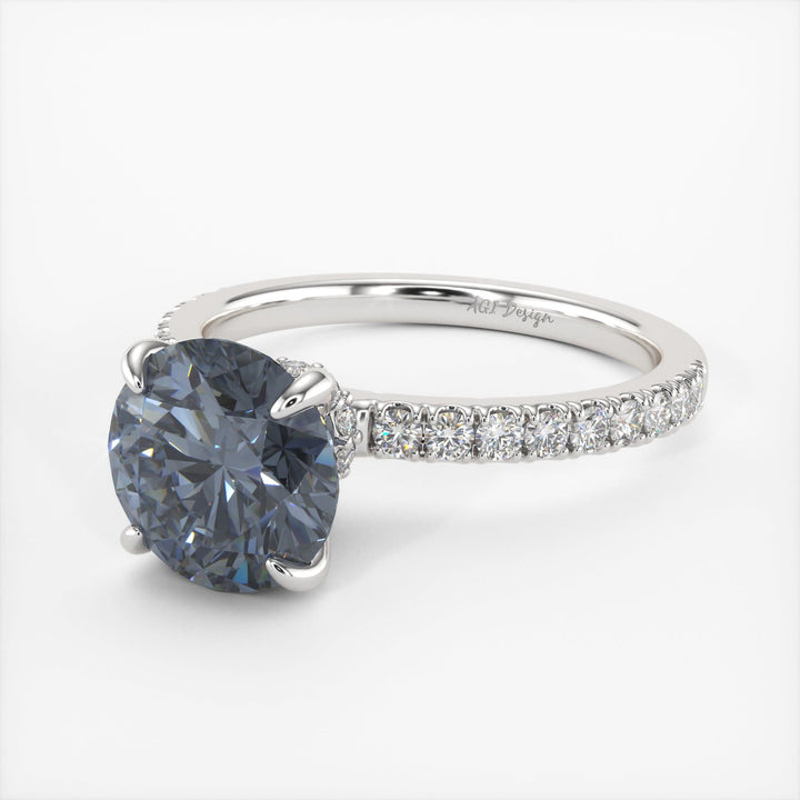 AGI Design Catarina Round Grey Moissanite Engagement Ring