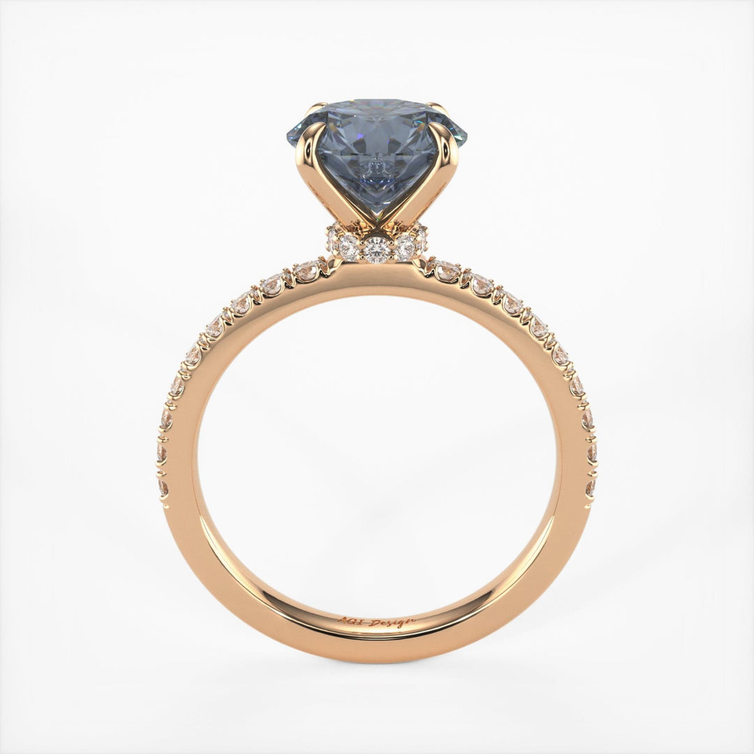 AGI Design Catarina Round Grey Moissanite Engagement Ring