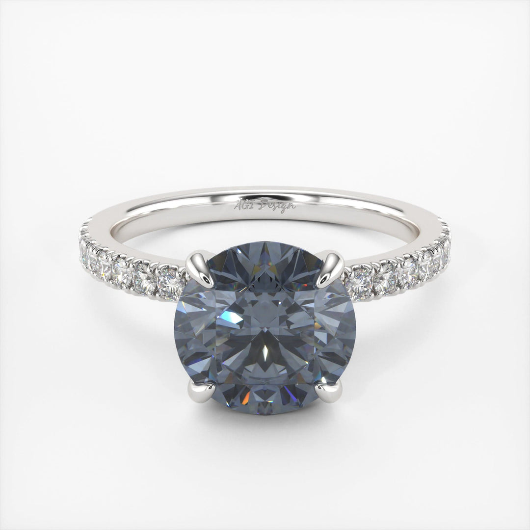 AGI Design Catarina Round Grey Moissanite Engagement Ring