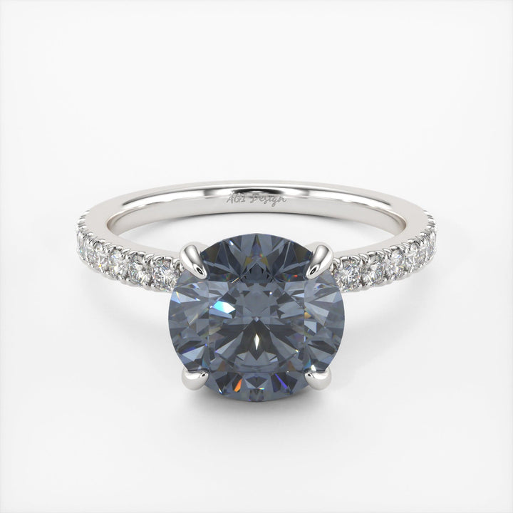AGI Design Catarina Round Grey Moissanite Engagement Ring