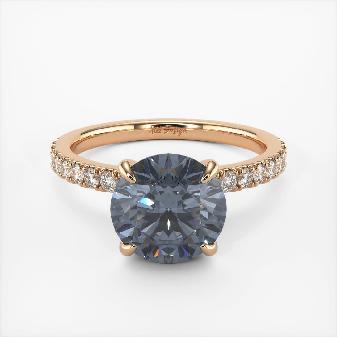 AGI Design Catarina Round Grey Moissanite Engagement Ring