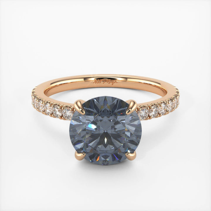 AGI Design Catarina Round Grey Moissanite Engagement Ring