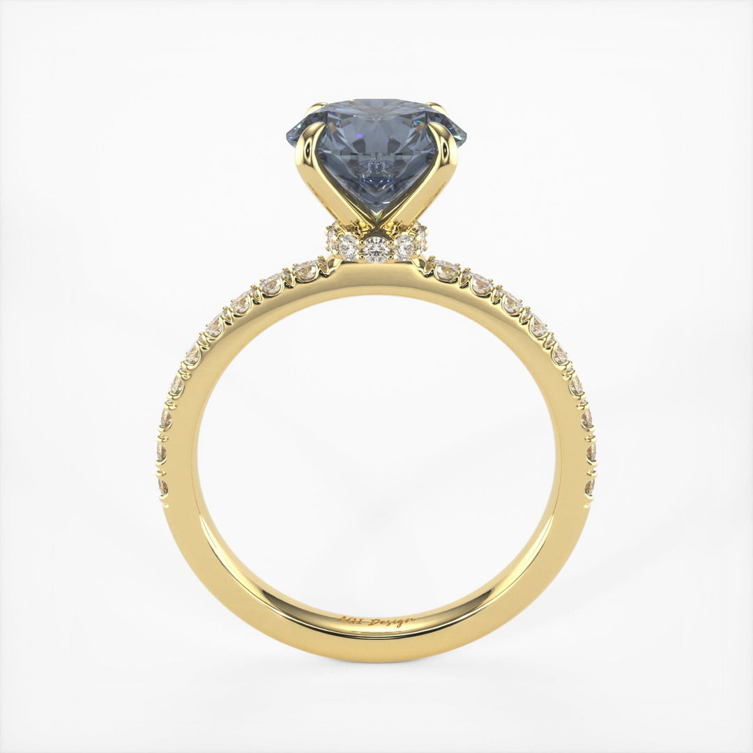 AGI Design Catarina Round Grey Moissanite Engagement Ring