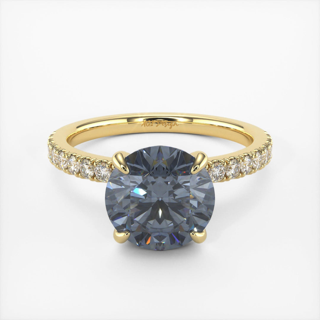 AGI Design Catarina Round Grey Moissanite Engagement Ring