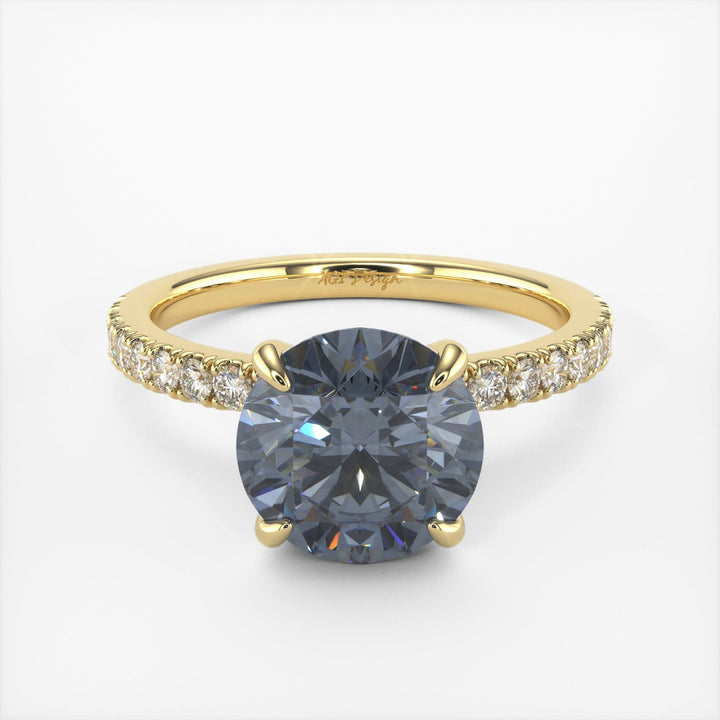 AGI Design Catarina Round Grey Moissanite Engagement Ring