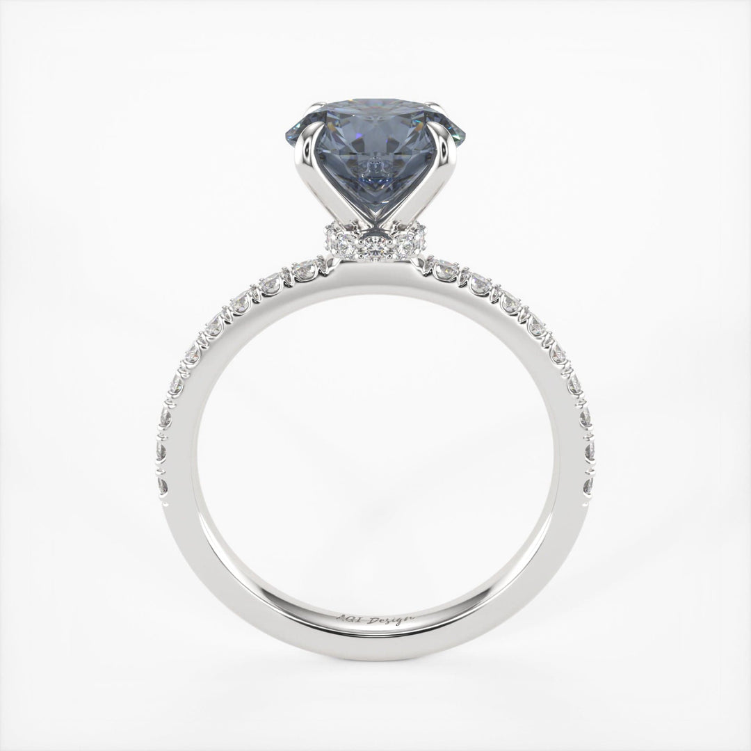 AGI Design Catarina Round Grey Moissanite Engagement Ring