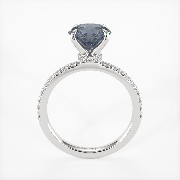 AGI Design Catarina Round Grey Moissanite Engagement Ring