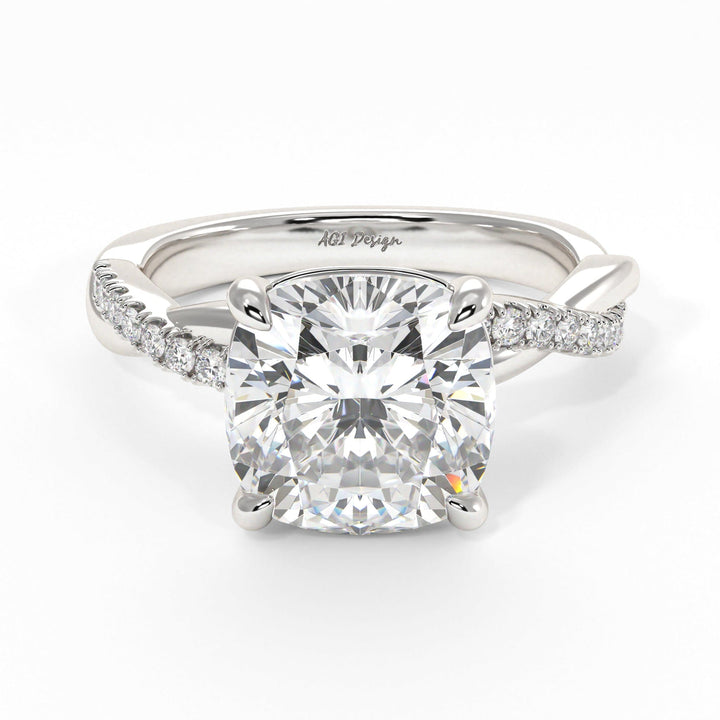 AGIDesignShop Claudia Cushion Cut Moissanite Engagement Ring