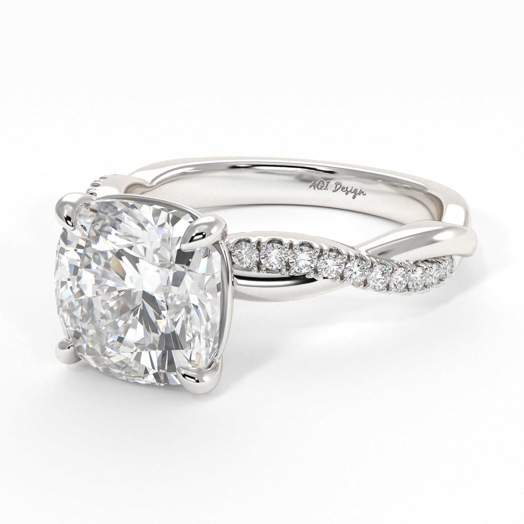 AGIDesignShop Claudia Cushion Cut Moissanite Engagement Ring