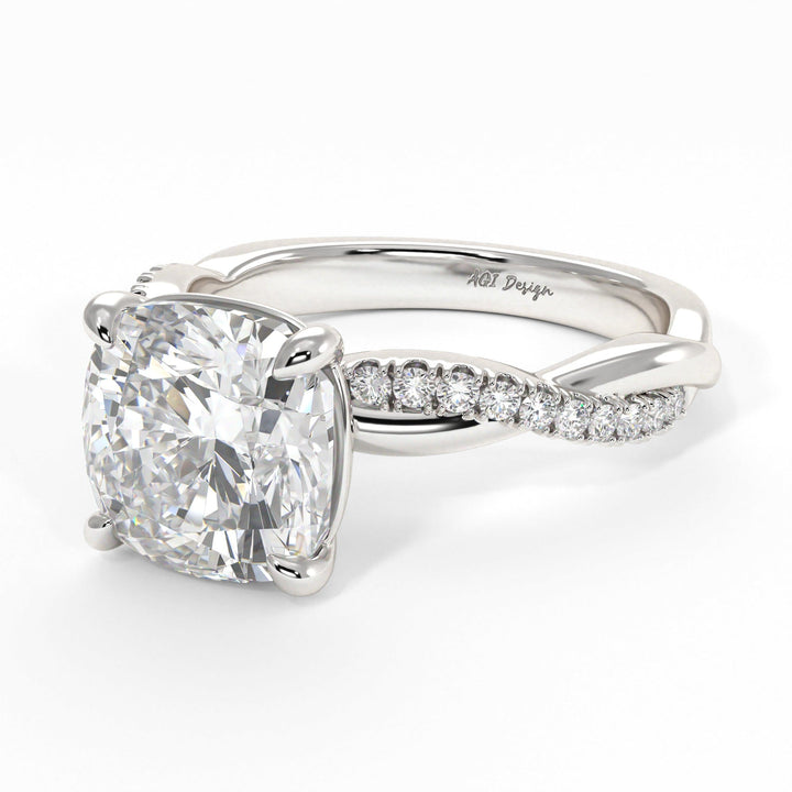 AGIDesignShop Claudia Cushion Cut Moissanite Engagement Ring