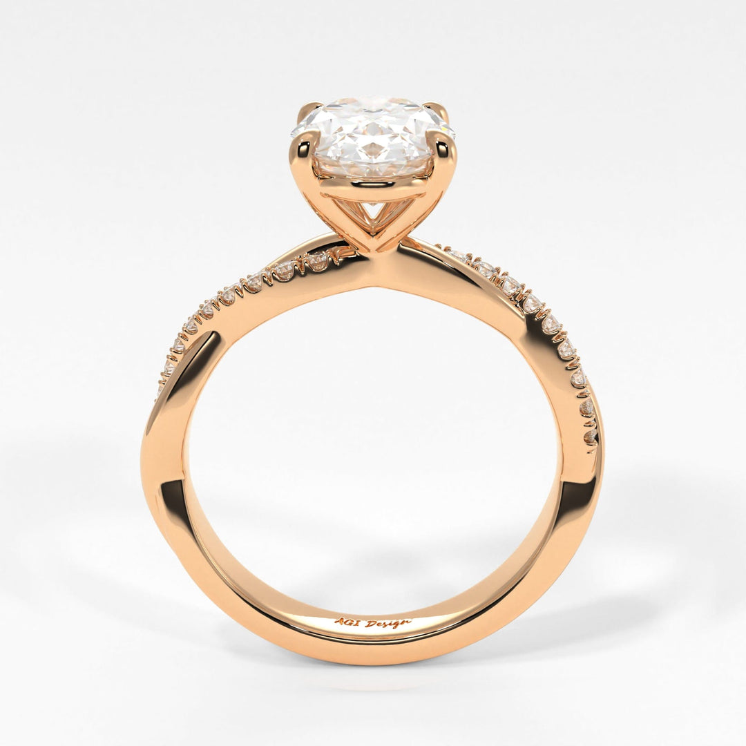 AGIDesignShop Claudia Oval Moissanite  Engagement Ring