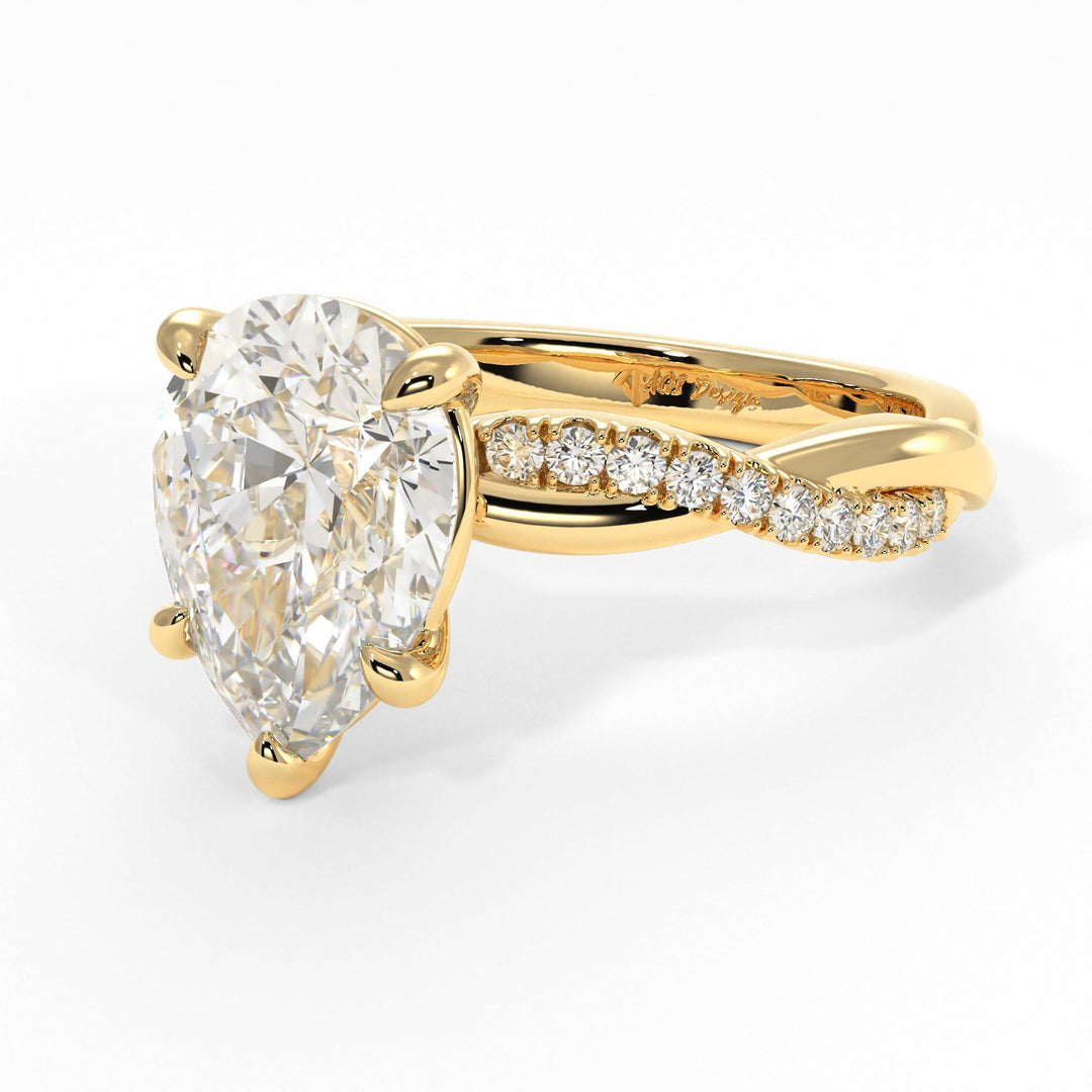 AGIDesignShop Claudia Pear Shape Moissanite Twisted  Engagement Ring